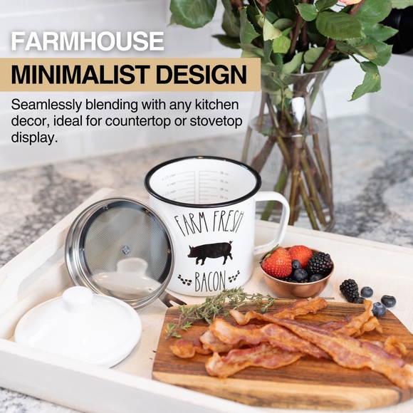 Bacon Grease Saver, container for Farmhouse Kitchen - Picture 7 of 8